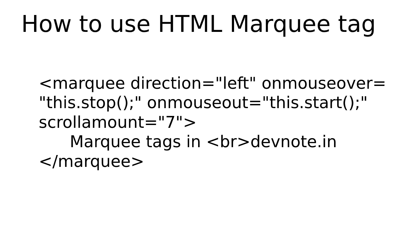 How to use HTML Marquee tag - Devnote
