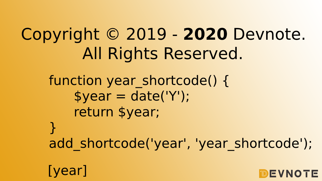 How to create a year shortcode in the WordPress footer