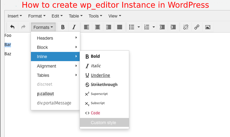 How to create wp_editor Instance in WordPress
