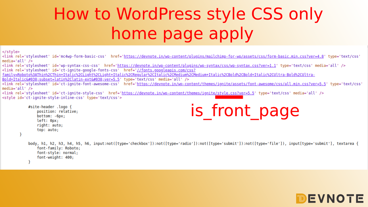 How to WordPress style CSS only home page apply