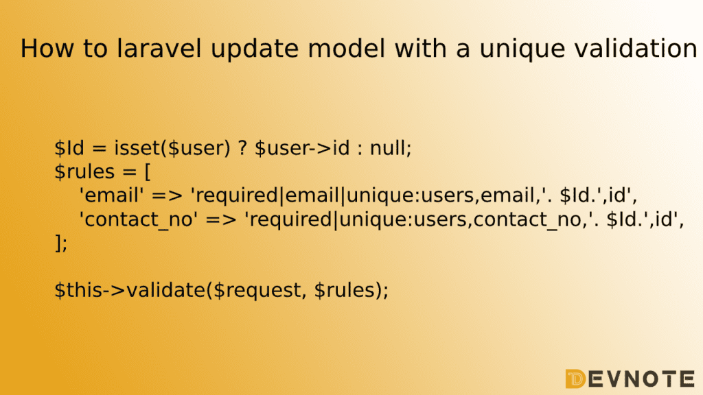 email unique validation in laravel update