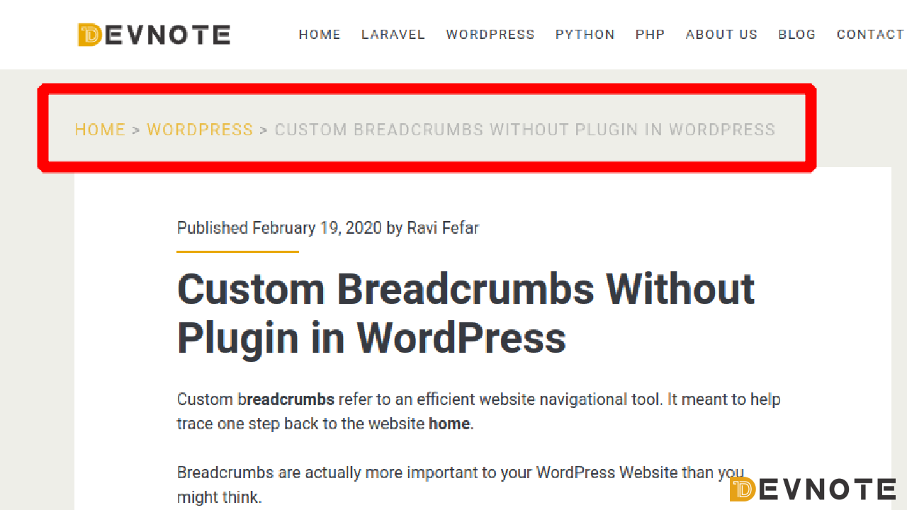 Custom Breadcrumbs Without Plugin in WordPress