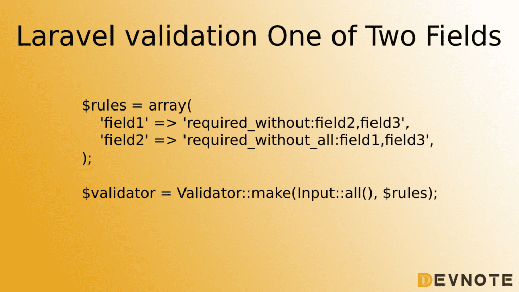 Laravel Validation One Of Two Fields - Devnote