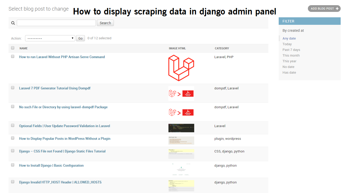 How to display scraping data in django admin panel