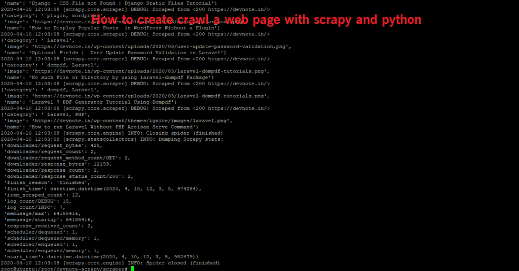 How To Create Crawl A Web Page With Scrapy And Python - Devnote