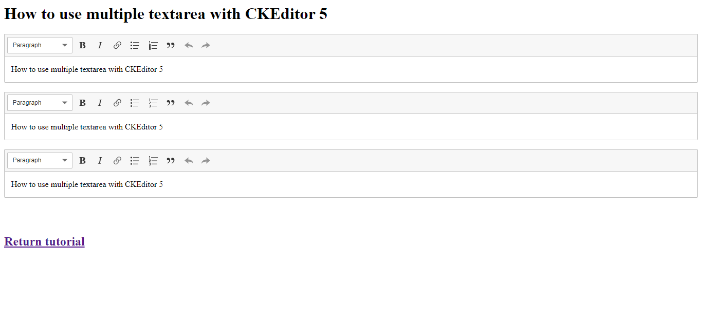 How to use multiple textarea with CKEditor 5