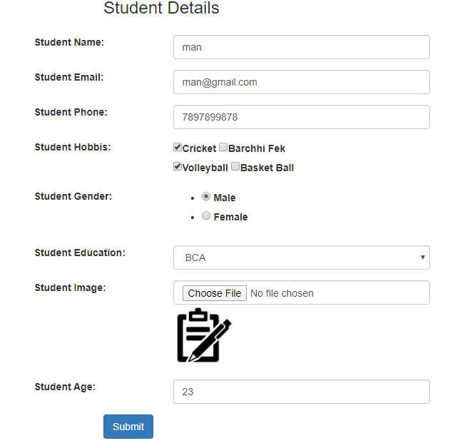 student edit form