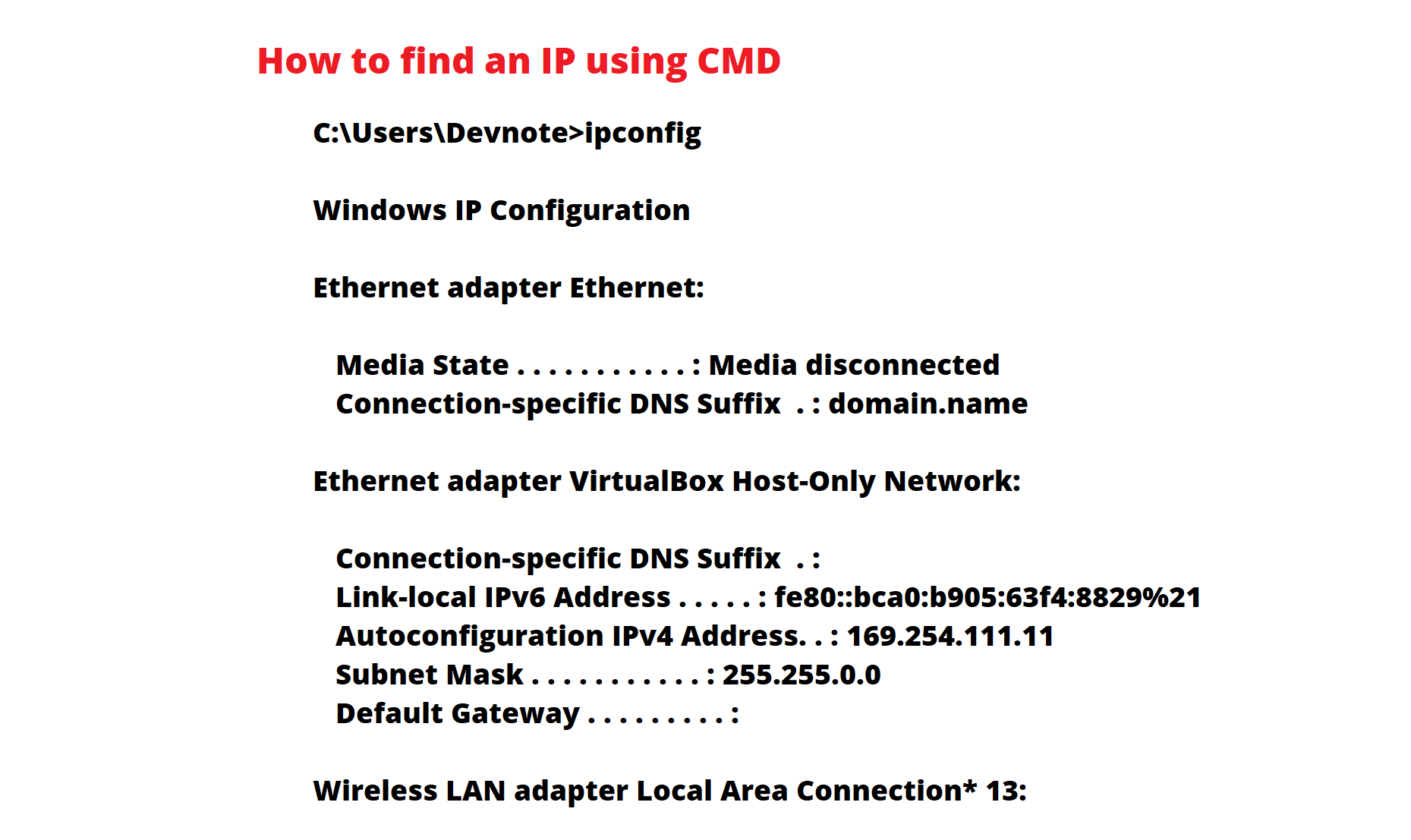 How to find an IP using CMD
