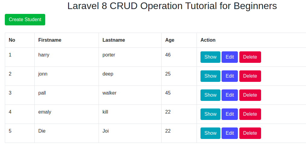 Laravel 8 CRUD Operation Tutorial for Beginners