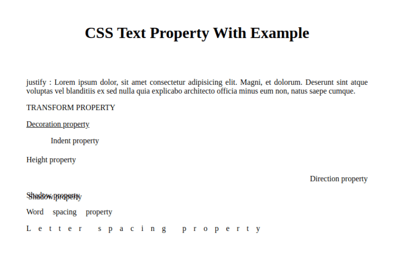 CSS Text Property With Example - Devnote