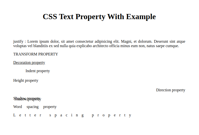 CSS Text Property