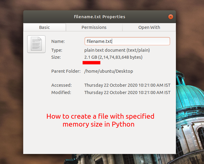 Create a file with specified memory size