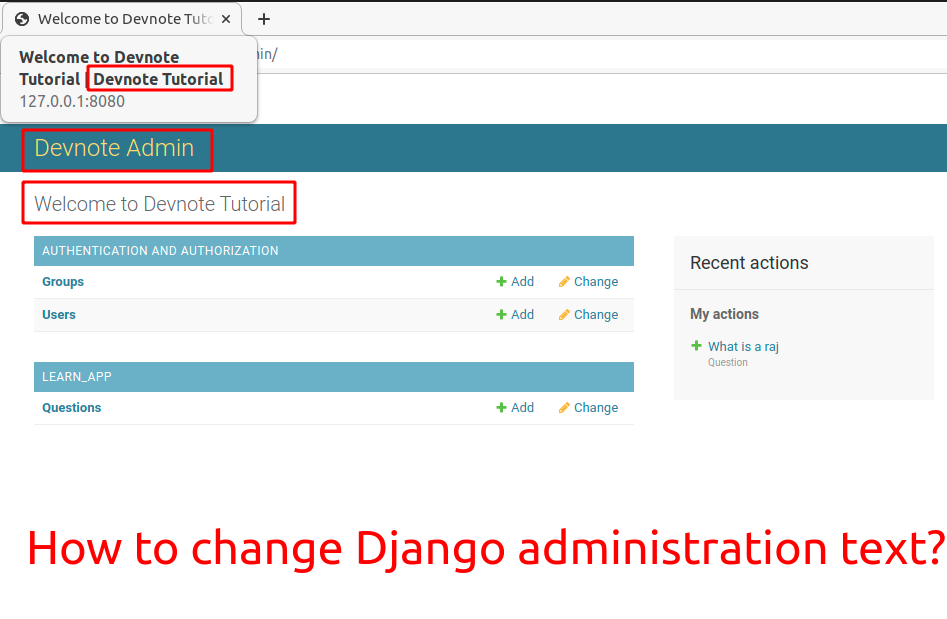 Change django administration text