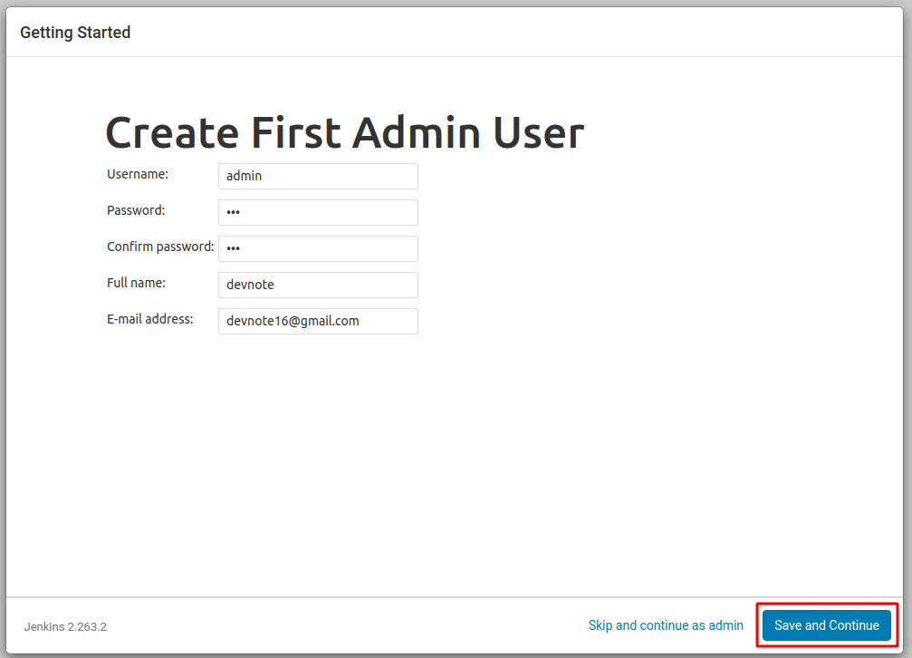 Create First Admin User