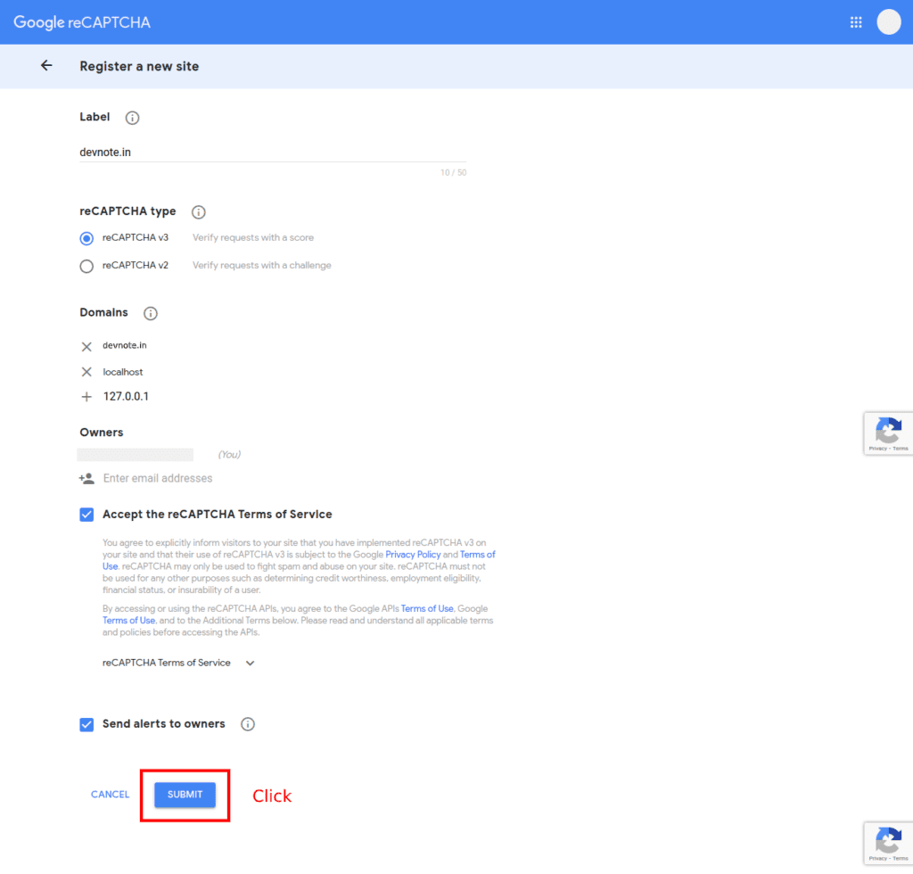 Google recaptcha admin