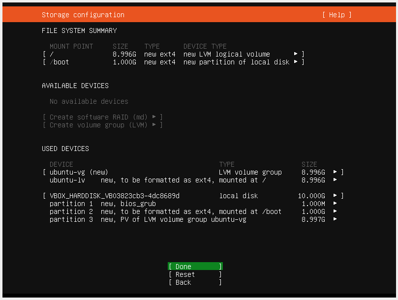 Storage configuration