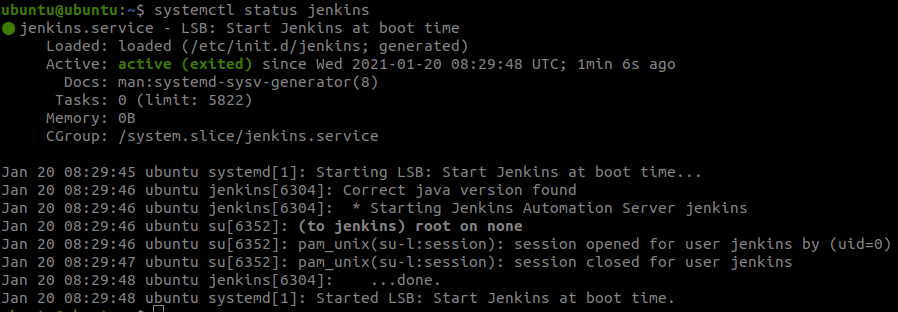 systemctl status jenkins