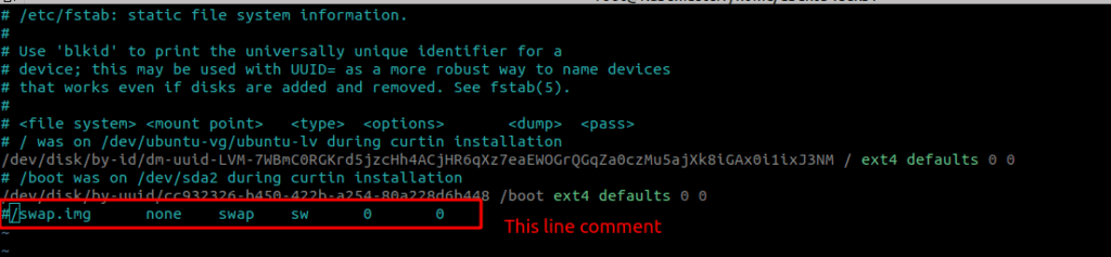 Disabling swap from fstab