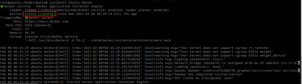 systemctl status docker