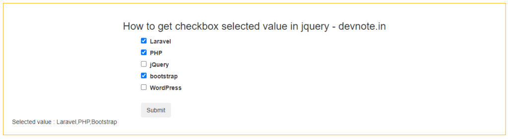 get checkbox selected value