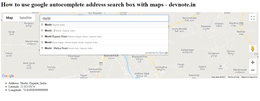google autocomplete address search box