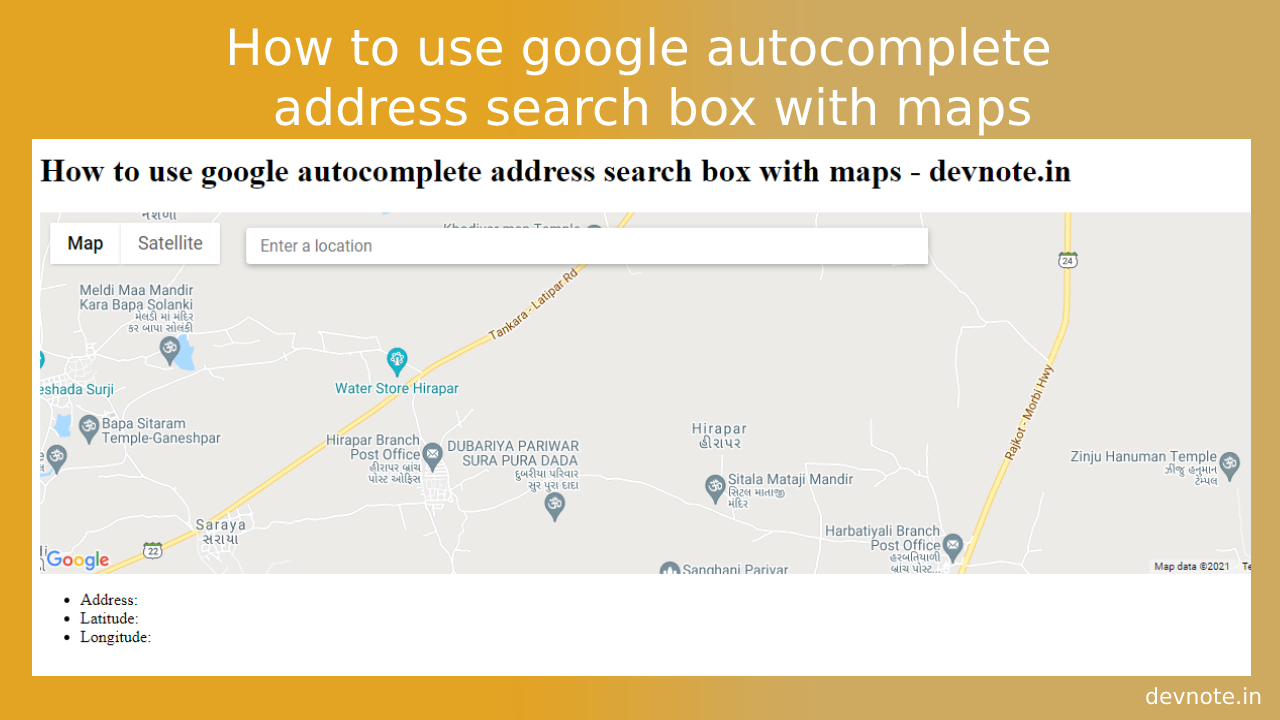 how to use google autocomplete address search box with maps