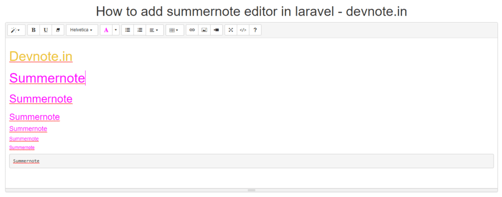summernote editor in laravel