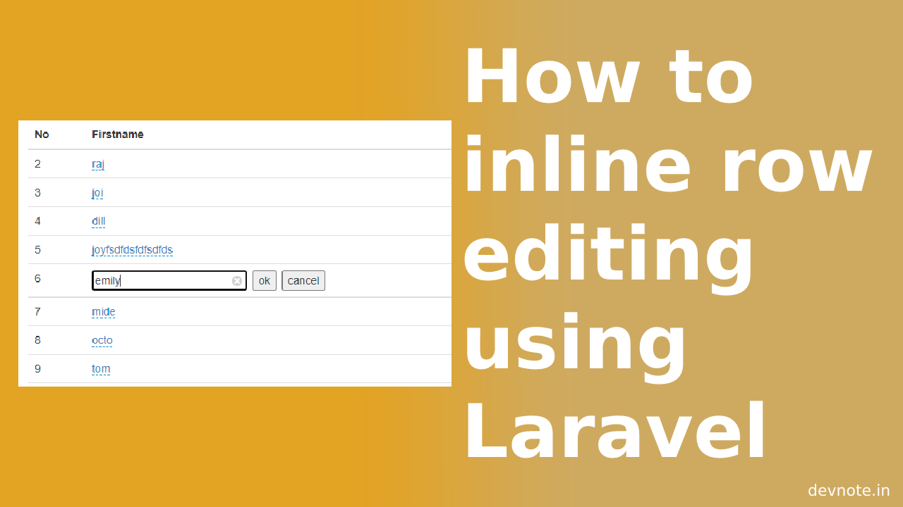 How to inline row editing using Laravel