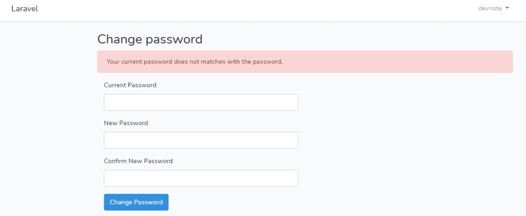 current password does not matches