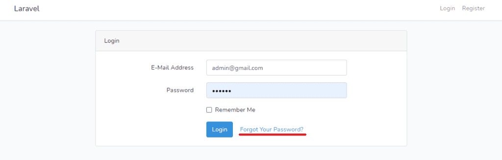 forget password link