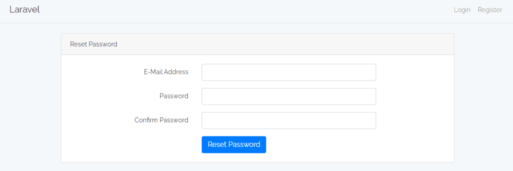 reset password form