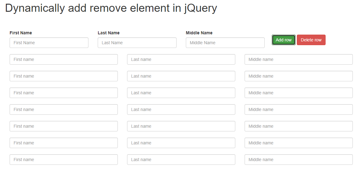Dynamically add remove element in jQuery