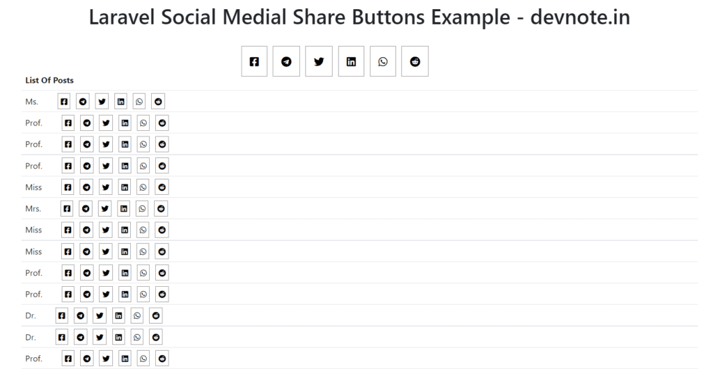 How to Add Social Media Buttons in Laravel website Example
