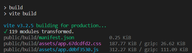 Vite manifest not found at: manifest.json npm run build