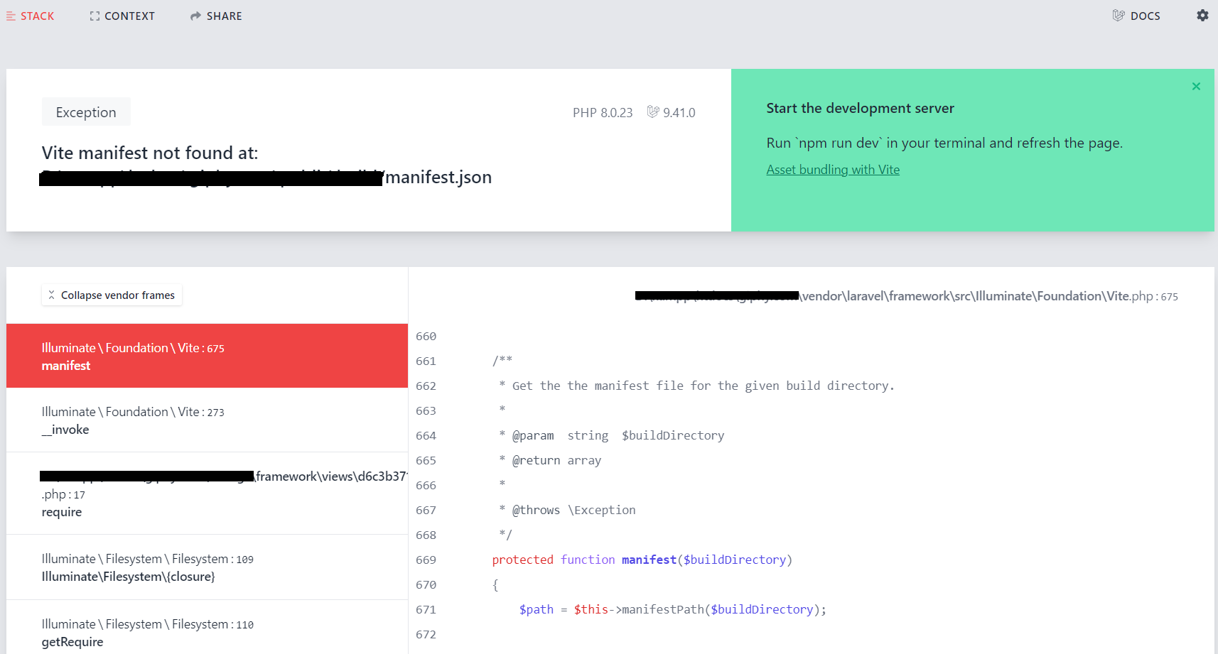 Vite manifest not found at: manifest.json in Laravel 9