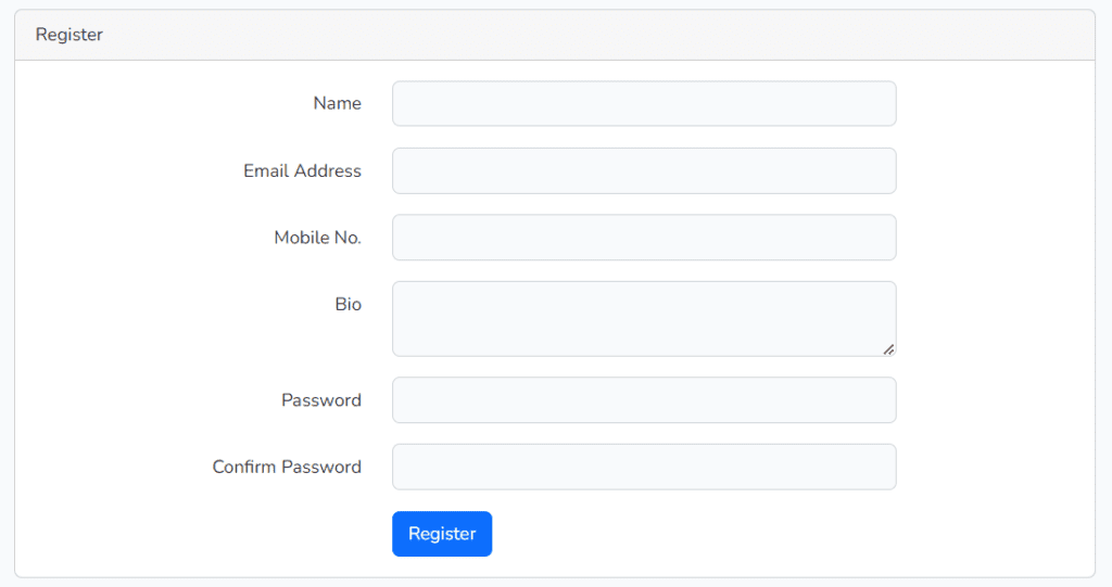 Add Extra Field in Registration Form using Laravel Output
