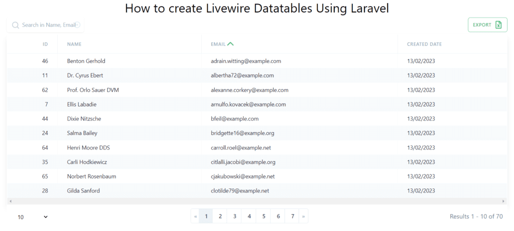 How to create livewire datatables using laravel preview