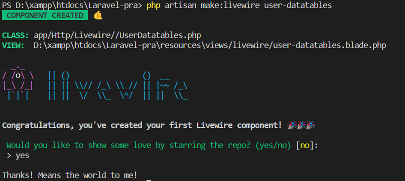 Livewire User Datatables