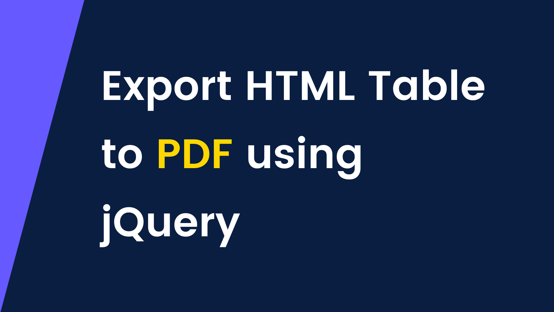 Export HTML Table to PDF using jQuery